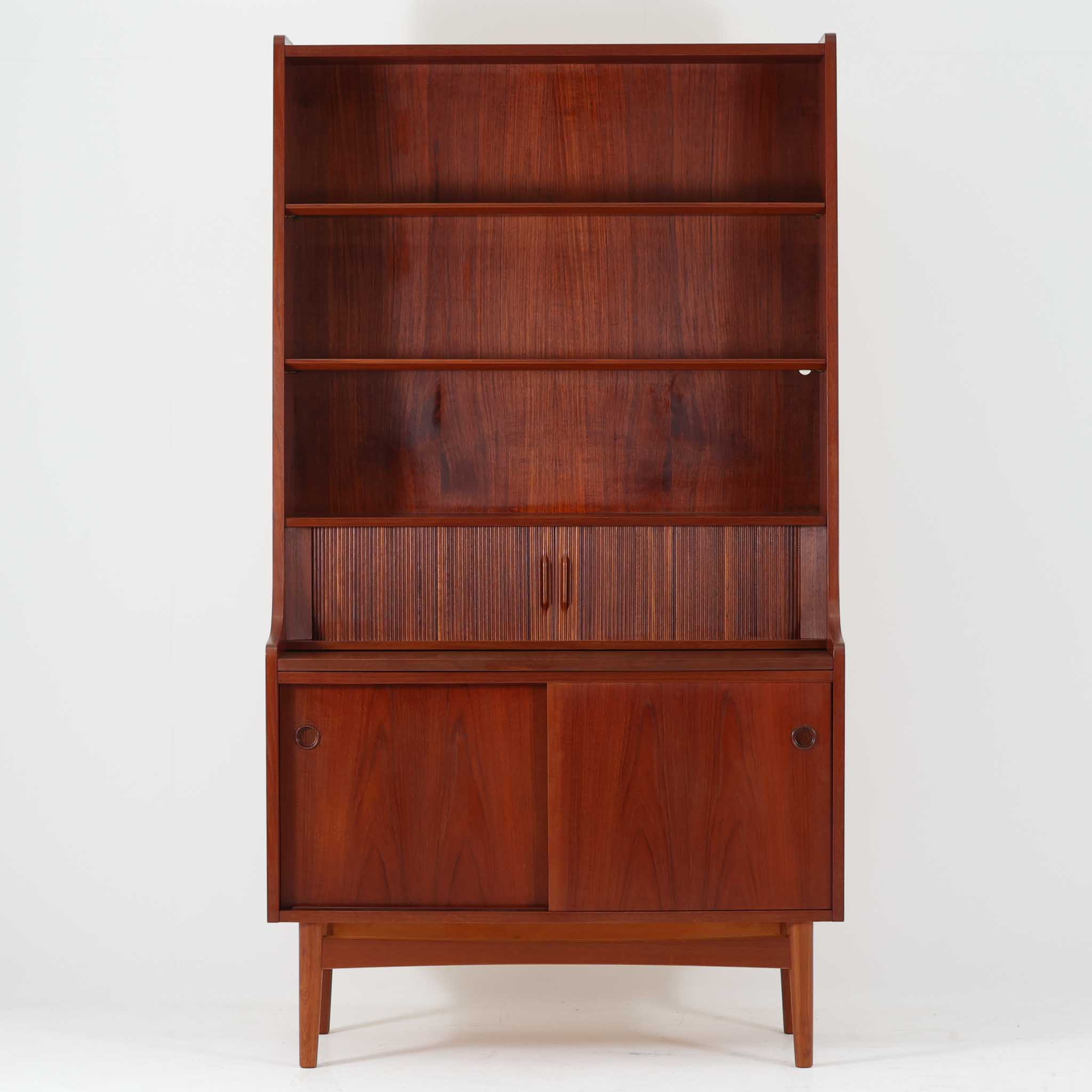 Johannes Sorth ディスプレイシェルフ 蛇腹 チーク 幅100cm Nexo Mobelfabrik ヨハネス・ソース ネクソ・モーベルファブリック デンマーク製 北欧ビンテージ家具 見せる収納 飾り棚 本棚 書類収納 木製 北欧家具