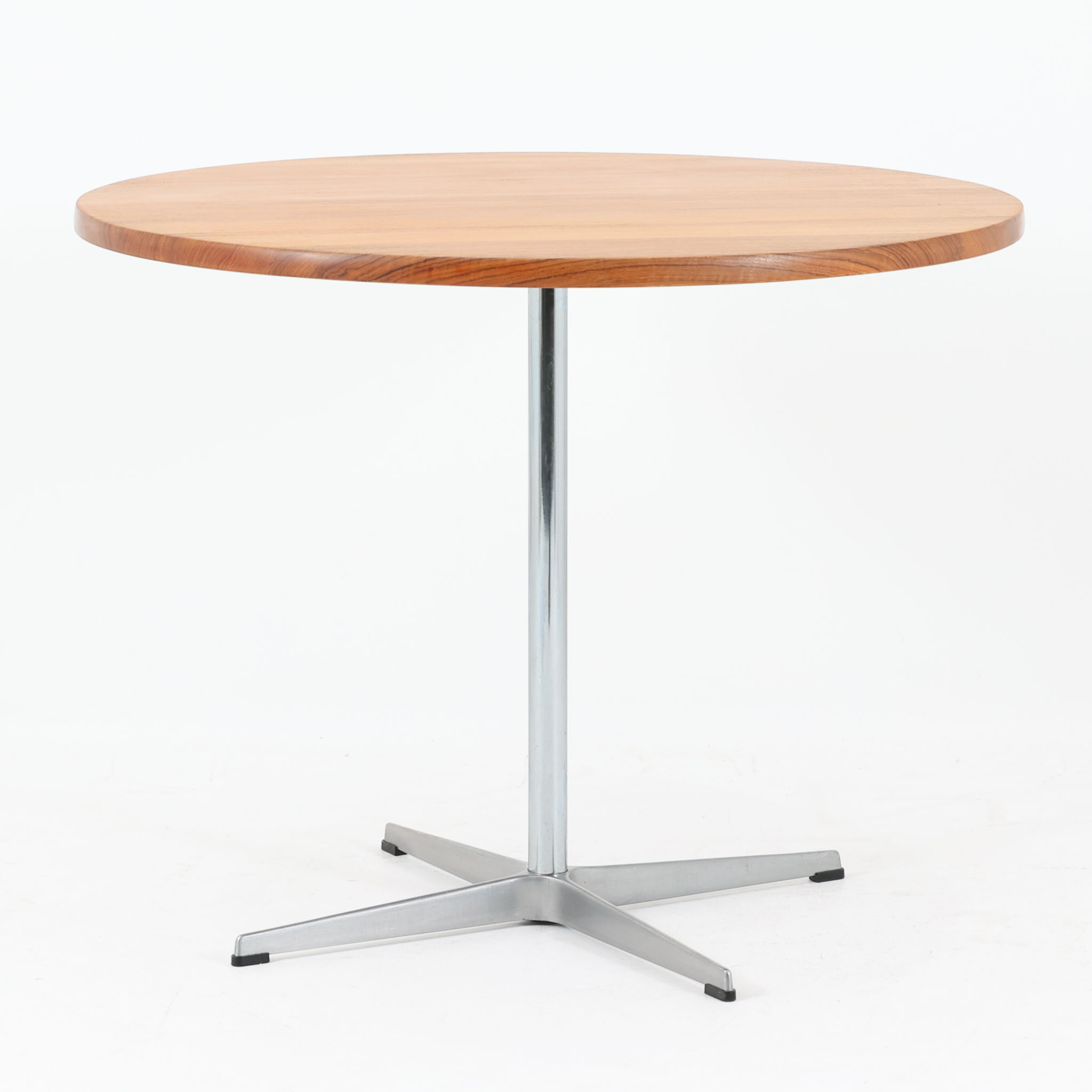 樂天商城 - Fritz Hansen アルミベース ラウンドテーブル チーク無垢 直径90cm デンマーク製 北欧ビンテージ家具 丸テーブル リビングテーブル 一本脚 木製 金属脚 ラウンジ