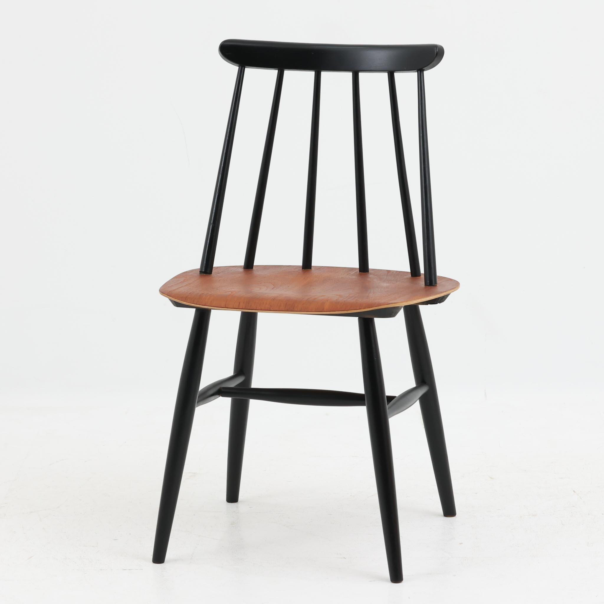 Ilmari Tapiovaara ダイニングチェア Fannet チーク材×ビーチ材 Edsby Verken イルマリ・タピオヴァーラ 北欧ビンテージ家具 木製 椅子 イス 食卓椅子 スポークバック ブラック ミッドセンチュリー ヴィンテージ
