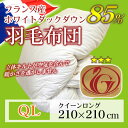 羽毛布団 クイーン ロング ニューゴールドラベル【送料無料】羽毛掛け布団〔フランス産ホワイトダックダウン85%〕キナリ/日本製/ふとん/軽量生地/ダウンパワー 320/羽毛掛布団/羽毛布団【あす楽】