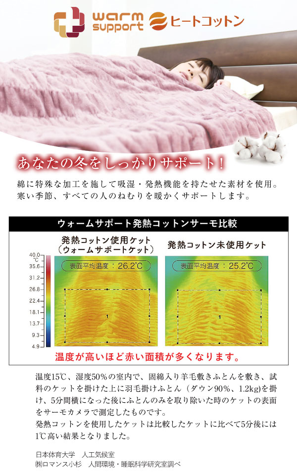 毛布 ロマンス小杉 ヒートコットンケット シングルサイズ 140×200cm パイル糸綿100％ ウォームサポート シール織りふかふかケット ヒートコットン毛布 日本製 無地 ブランケット warm support 発熱コットン 綿の吸湿発熱素材【受注発注】 cho-nunoya-10025925 超寝具店ヌノヤ楽天市場店 サンプル画像3
