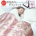 ダウンケット 西川 ホワイトダックダウン85％ シングルロング 150×210cm 送料無料 （NU-85柄） ピンク ベージュ 掛け布団 羽毛肌掛け布団 掛布団 羽毛布団 羽毛ふとん 昭和西川