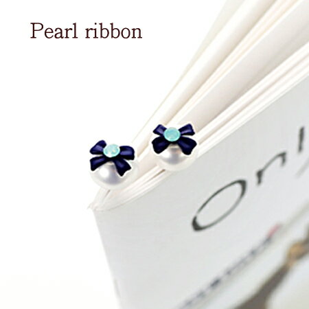 乐天商城 - 【送料無料】Pear ribbon Pierce パールリボンピアス　[レディースピアス]