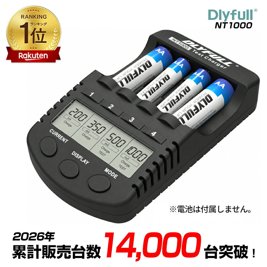 充電池 充電器 単3 単4形 ニッケル水素 ニカド 液晶表示 継ぎ足し 放電 リフレッシュ機能 ミニ四駆 電池管理 育成 エネループ 各メーカーの充電池に対応 電池 充電器 DLYFULL NT1000