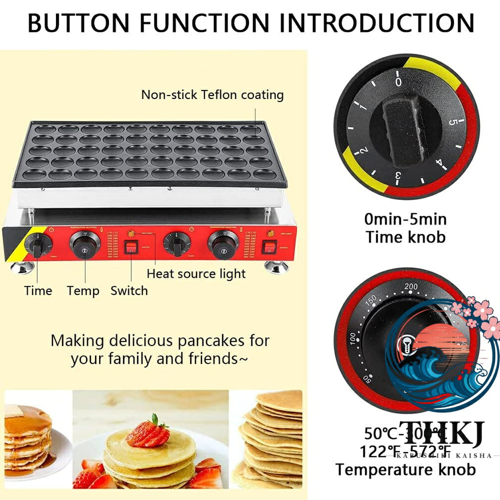 chocotto+(ちょこっとぷらす)の50Grid オランダのパンケーキメーカー、マフィンマシン家庭用およびレストラン用の商用電気テフロン加工ワッフルメーカーマシン｜アングル3