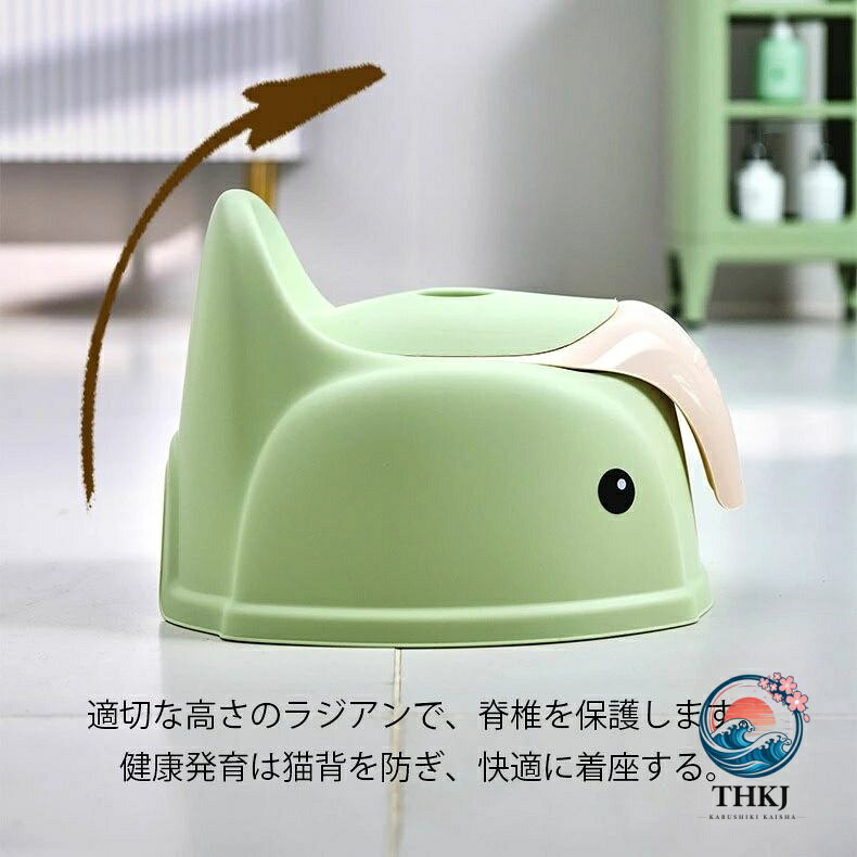 chocotto+(ちょこっとぷらす)のおまる 子供 トイレ 補助 便座 抗菌加工 蓋付き 持ち手付き 幼児 幼児用 トイトレ 子供用 ベビー ハンドル トイレトレーニング 男の子 女の子 赤ちゃん こども 子ども 育児 トイレ 子ども 補助 飛び散り止め 滑り止め 分解可能洗浄 かわいい 象型 グリーン ピンク｜アングル3