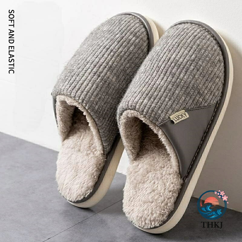 Slip-On, Socks - 冬用もこもこ室内スリッパ男女兼用滑り止め静音ルームシューズ