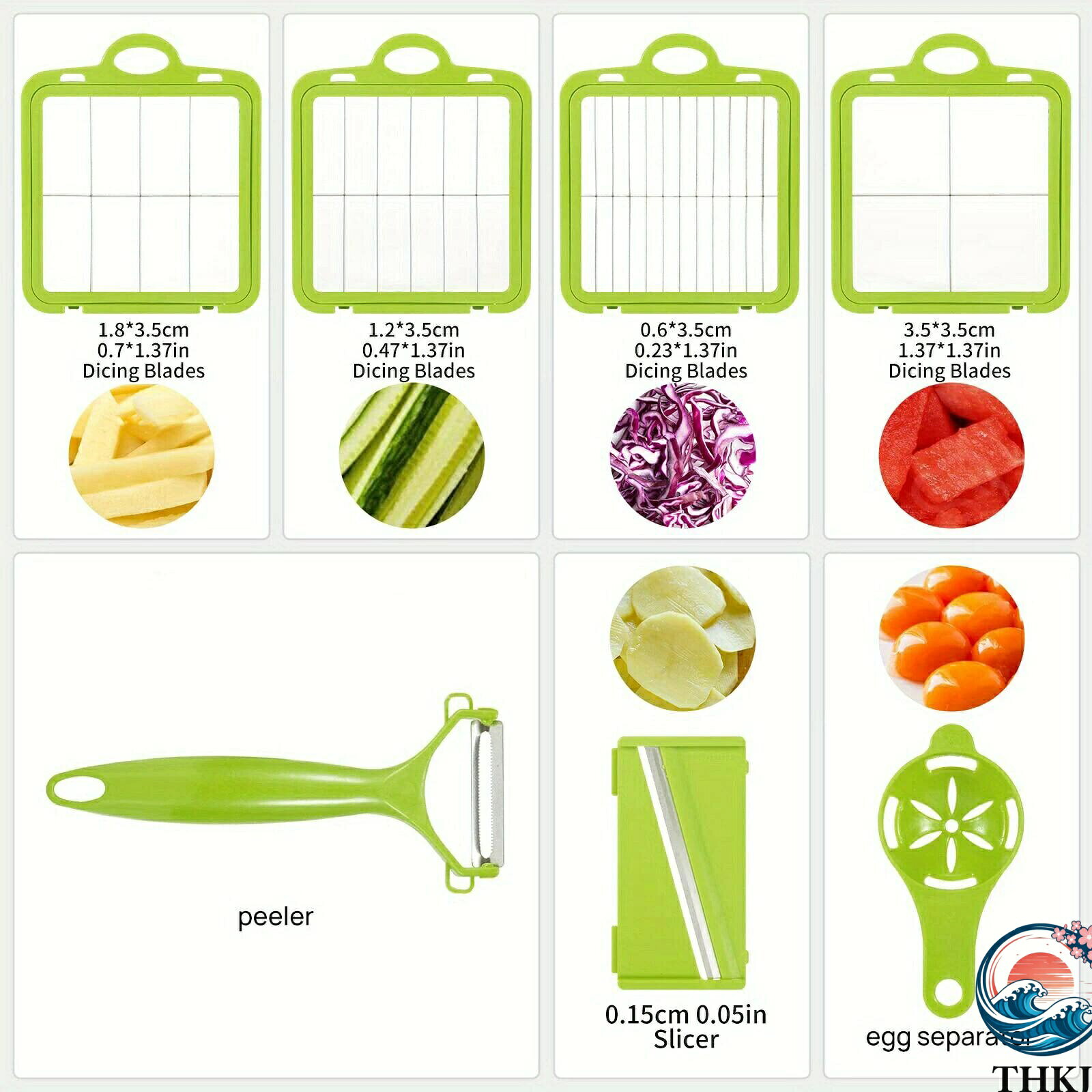 1セット、野菜チョッパー、多機能フルーツスライサー、手動食品おろし金、12枚の刃付き野菜スライサー、コンテナ付きカッター、オニオンミンサーチョッパー、家庭用ポテトシュレッダー、キッチン用品、キッチンガジェット chocotto-10039032 chocotto+(ちょこっとぷらす) サンプル画像3