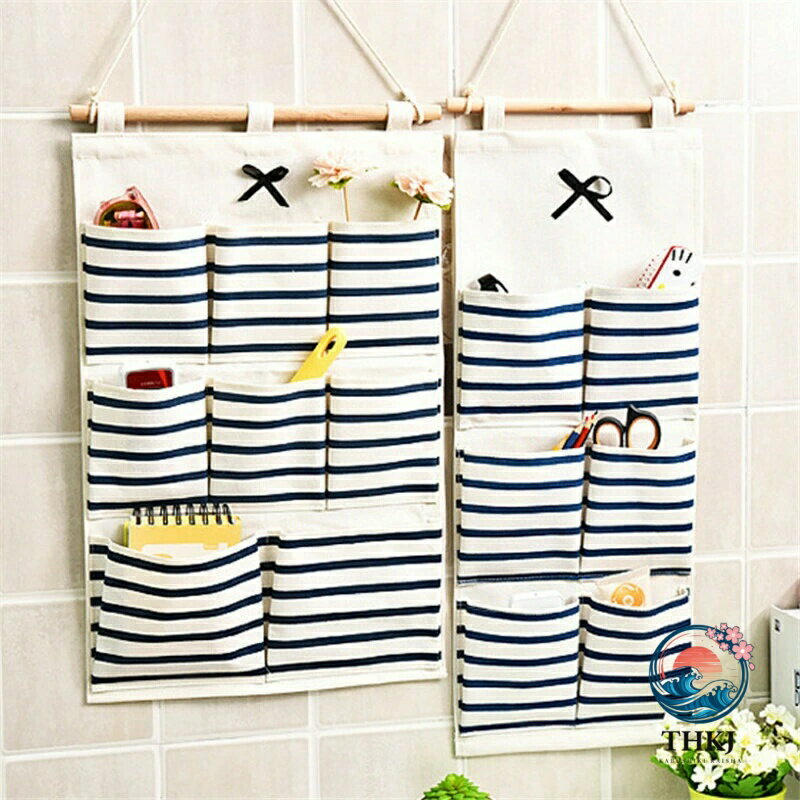 【全品2点で5%OFF】ウォールポケット 吊り下げ収納 2 個セット 壁掛け 収納ポケット 綿麻製 吊り下げラック 小物入れ 省スペース リビング 玄関 子供部屋 壁面収納 生活 雑貨 壁面装飾 インテリア シンプル 化粧品 状差し 手紙 ハガキ 収納