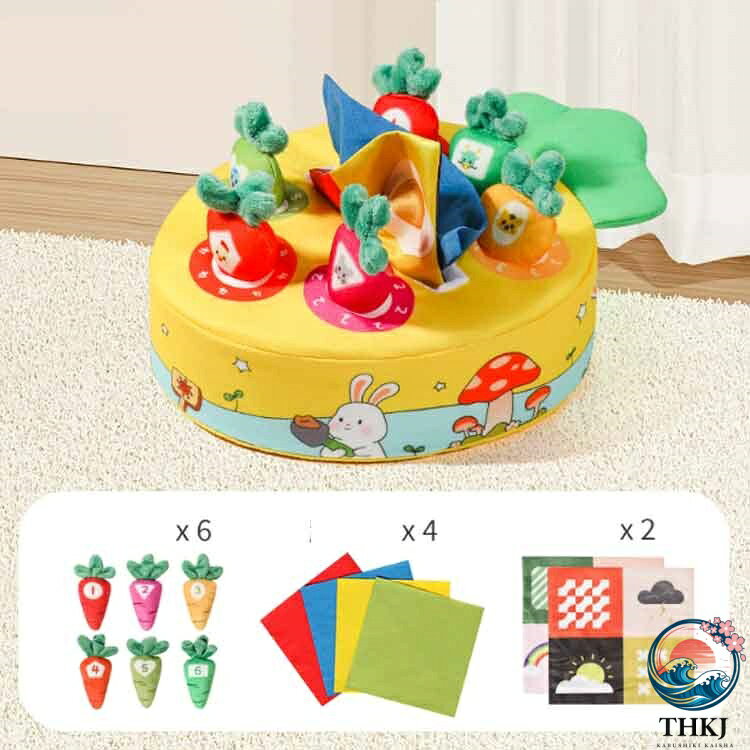 chocotto+(ちょこっとぷらす)の【全品2点で5%OFF】知育おもちゃ おもちゃ 赤ちゃん ニンジンを抜く ベビー向け 布絵本 かわいい モンテッソーリ ティッシュボックス 指先訓練 幼児 ティッシュケース ティッシュボックス 数字 色認識 感覚開発 ティッシュ遊び 子供 女の子 男の子 0 歳 1 歳 2 歳 3 歳｜アングル3