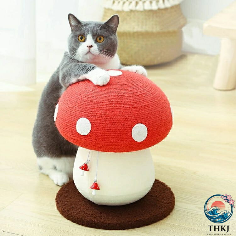 【全品2点で5%OFF】猫つかみ板キノコ赤傘傘サイザル麻柱ひっかき耐摩耗屑多機能爪磨き器猫おもちゃ