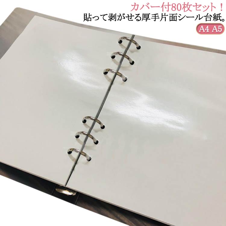 PETフィルム シール台紙 シール 片面剥離 シール遊び カバー付 A4サイズ 80枚セット 穴あき 剥離シート..