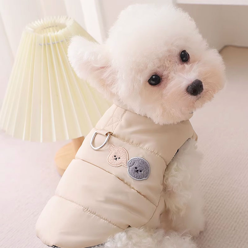 全商品ポイント5倍犬服 冬 暖かい ベストウェアハーネス ジャンパー ギンガムチェック 無地 あったか ..