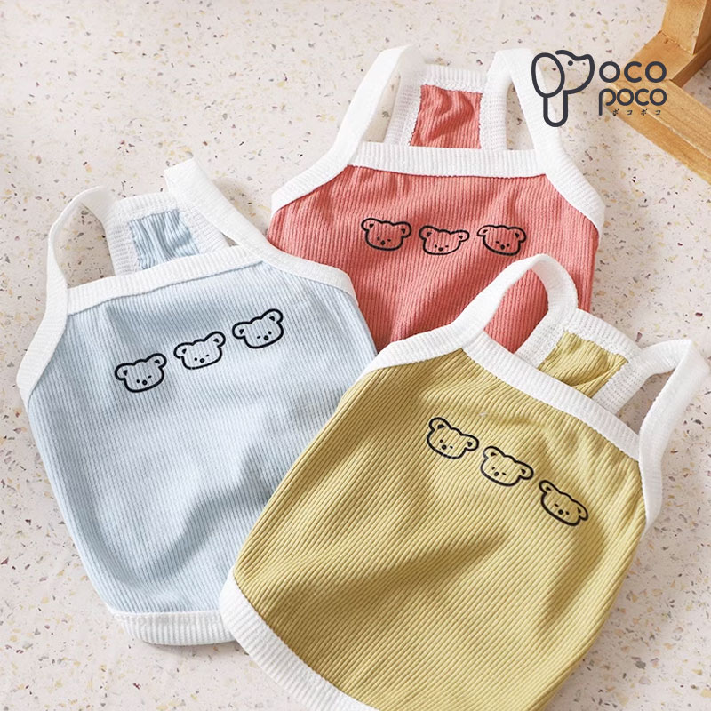 犬服 春夏 キャミソール トップス クマ柄 ドッグウエア 犬の服 伸縮性抜群 おしゃれ おもしろ かわいい..