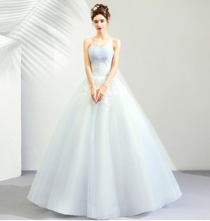 新作 カラードレス 上品なライトブルー ドレス 結婚式 披露宴 刺繍 プリンセスライン ミニドレス 二次会 パーティードレス ビスチェウエディングドレス マタニティウエディングドレス 演奏会 お嫁さん 発表会 花嫁♪(4)