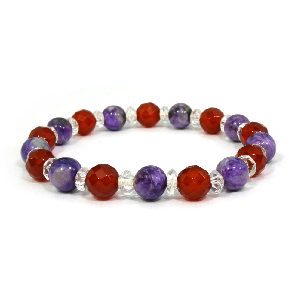 市場出店20周年記念売り尽くし価格設定中！！ プレゼント最適 敬老の日 7月 4月誕生石 チャロアイト レッドアゲート 水晶 クリスタル ブレスレット