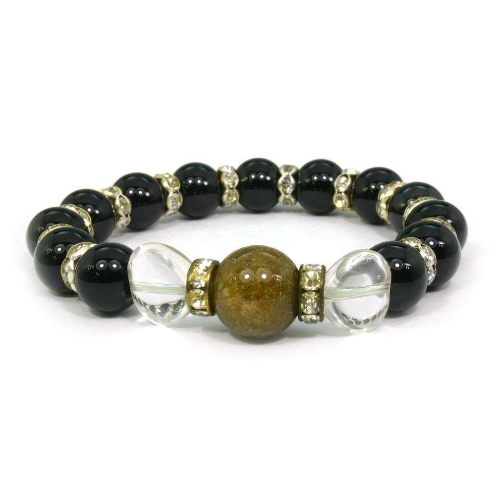 市場出店20周年記念売り尽くし価格設定中！！　プレゼント最適　敬老の日　4月誕生石 タイチンルチル 水晶 クリスタル オニキス ブレスレット(4)