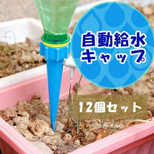 自動給水キャップ 12個セット じょうろ ペットボトル 自動水やり器 水やり当番 自動給水器 自動散水 ガ..