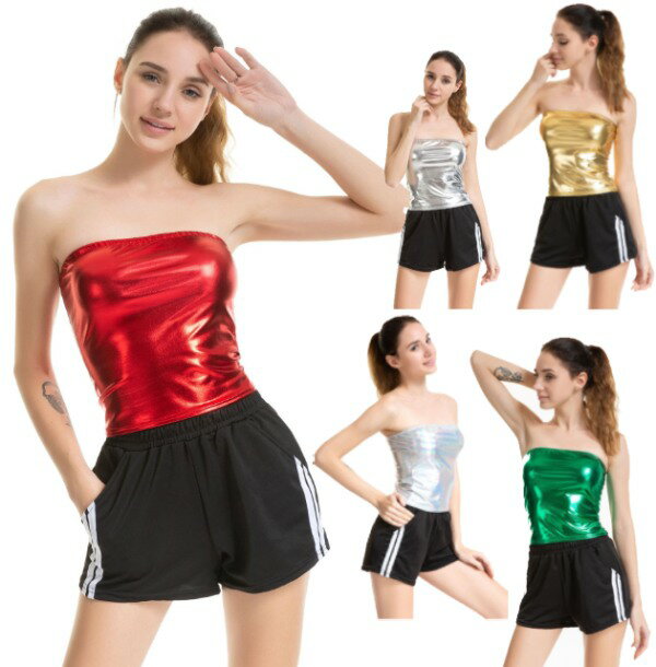 5色・5サイズロング　ベアトップ　ショート チューブトップ　タンクトップ　大人　メタリック　エナメ..