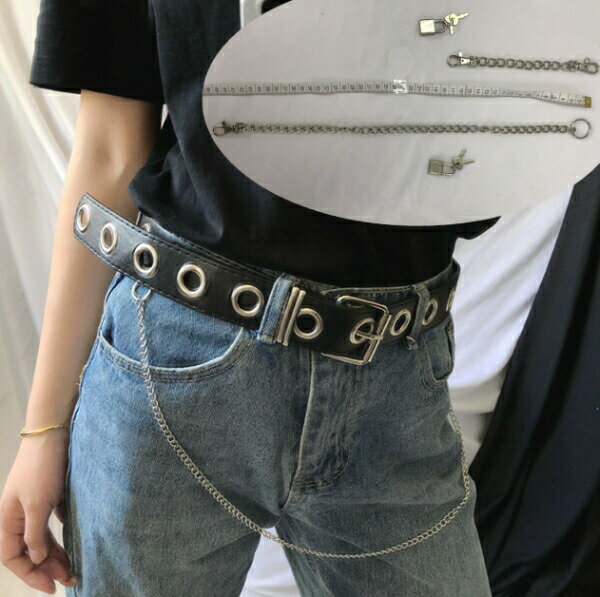 南京錠付チェーン　ウエストチェーン　ステンレスチェーン　ダンス衣装　ダンスアクセサリー　ロングメ..