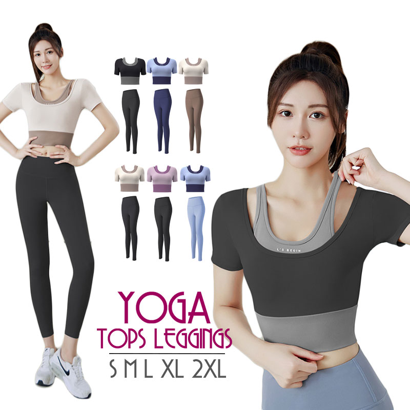 メール便送料無料 ヨガウェア 上下セット セットアップ ヨガ レギンス トレーニングウェア ヨガパンツ ..