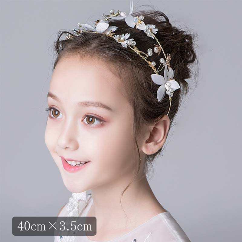 メール便発送 ヘアアクセサリー ヘッドドレス 子供 こども キッズ フラワーレース カチューシャ 子供 ..