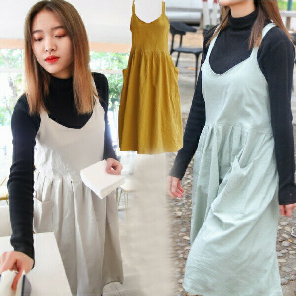 エプロン おしゃれ 大人 家事用ワンピース 薄手 動きやすい 後ろ 紐 レディース 保育士 紐結び フリーサイズ 女性用 ふんわり シンプル 無地 バッククロス ジャンスカ 綿 コットン リネン 調理教室 掃除 ナチュラル 長い アウトドア ギフト 調理実習衣装ベース