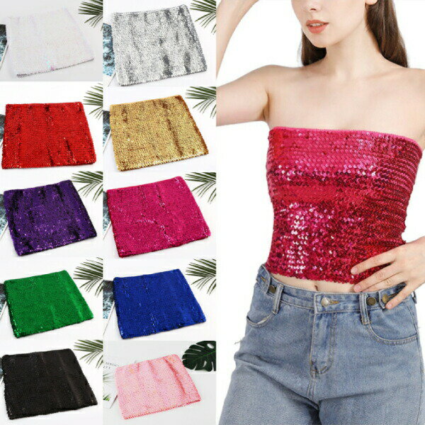 伸縮性有り大人用　スパンコール　ベアトップ　ロングチューブトップ　トップス　ダンス衣装 子ヒップ..