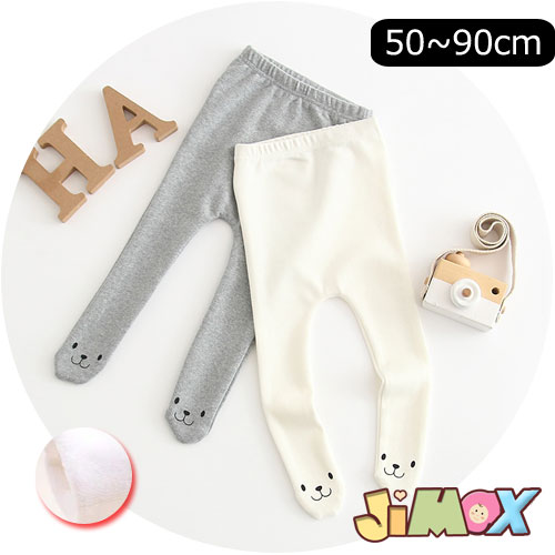 50cm/60cm/70cm/80cm/90cm 「ベビーボトムス」裏起毛タイツ　パンツ　笑い顔　足カバー　タイツ　　格..