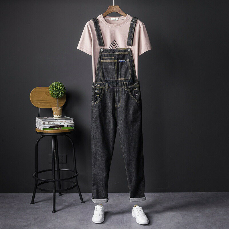 メンズ カウボーイオーバーオール メンズ デニム ジーンズ インディゴ ブルー ストライプ 縦縞 衣装 オ..