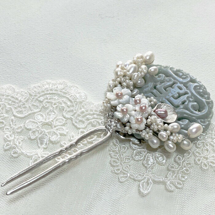 セール10%韓国コチNo132 天然石かんざしコチ・翡翠彫丸■cochi-132-s【天然石】【かんざし】【ヘア飾り】【緑】【翡翠】