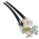 かんざし 一本 一本挿し 簪 かわいい ヘアアレンジ U字 U字型 パール バチ型 韓国かんざし 着物 浴衣 チマチョゴリ No14 天然石バチ型かんざし・桜 ...