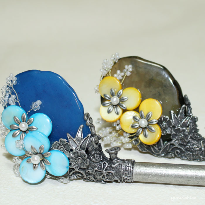 韓国ヘアー飾りピニョNo53メノウとシェルかんざしピニョ■pinyo-53-s【ギフト】【お土産】かんざし 浴衣 着物 和服 チマチョゴリ アクセサリー 韓国 ...