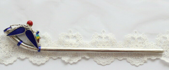 韓服 チョゴリ ヘアー飾り銀 銀製 高級 ピニョ No02 青 竹 かんざし ピニョスティック 簪 かんざし シンプル 金属 丈夫 普段使い キラキラ 一本差し 韓国ヘアー飾り ■pinyo-s-02-s