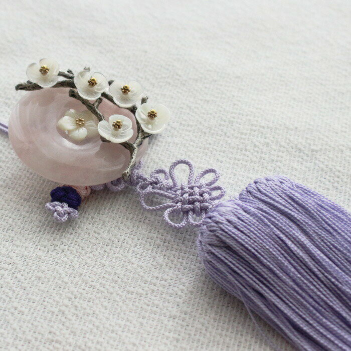 愛と喜びの訪れ天然石ノリゲ紫■norige-b-13-s【ギフト】【お土産】ローズクォーツ 宝石 装飾 チマチョゴリ ノリゲ 部屋飾り 石言葉 天然石 韓国 雑...