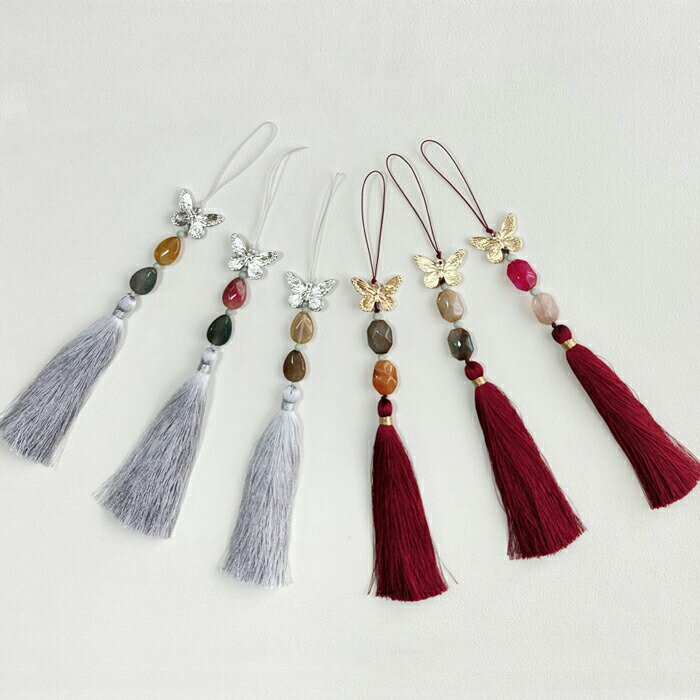 セール10%蝶と石のノリゲ■蝶のモチーフが素敵!天然石をつかった繊細なノリゲです♪■norige-s-43-s【飾り】【石】【かわいい】【韓国】【垂らす】【チョ...