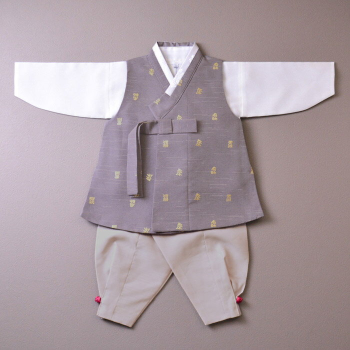 ■パジチョゴリセットoクンバ・茶(身長76〜80cm 1号サイズ)■目安年令100日-2才■sa-bo0821-07-1