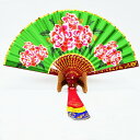 韓国舞踊小物高級牡丹緑扇子(1本)■sensu-14-s【扇子】【舞踊】【踊り】【韓国舞踊】【小物】【舞台小物】【華やか】
