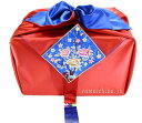 韓国シルク婚礼風呂敷B手刺繍入り赤×青150cm角 (両面使い可能)■furoshiki-b-24-s【風呂敷】【大判】【おしゃれ】