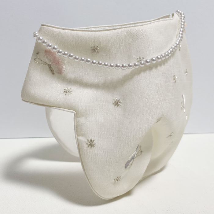 韓国子供チョバウィ・高級蝶刺繍白11 小■chobawe-11-s【子供帽子】【人気】【チョゴリ　帽子】【韓服　帽子】