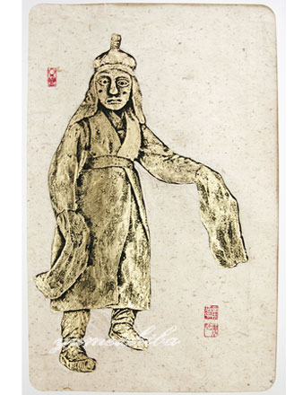 セール10%韓国壁掛け版画(仮面の舞) 縦長■hanga-2-s【ギフト】【お土産】