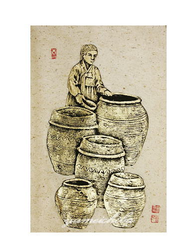 セール10%韓国壁掛け版画(甕器) 縦長■hanga-3-s【ギフト】【お土産】