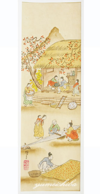 セール10%韓国壁掛け民画(秋の景色) 縦長■minga-3-s【ギフト】【お土産】