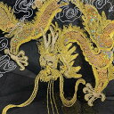 龍と鳳凰の総刺繍 黒 ゴージャス キラキラ 人気 生地 幅154cm・46cm単位売り■kiji-kin-33-s【韓国生地】【金箔】【韓国】【生地】【チョガッ...