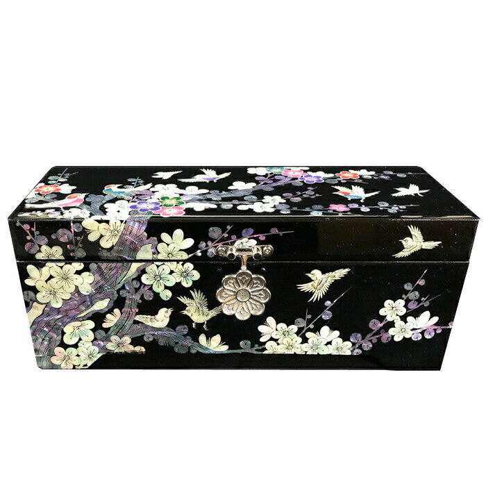 螺鈿の高級ジュエリーボックス・高級螺鈿宝石箱-黒梅■jewelrybox-25-s【ギフト】