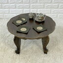 セール10%韓国天然松材お膳ちゃぶ台 淵どり花ふち加工 猫足タイプ・大高級 足つき 猫足 ローテーブル 和室 リビング 玄関 客間 高級旅館 テーブル ちゃぶ台...