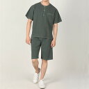 セール10%センファルチョゴリ・韓国飲食店ユニフォーム・男性用 半袖上下グリーン■senfalcho-sm68-4-s【綿シャツ】【メンズ】【半袖 半ズボン】【男性用】【セットアップ】【部屋着】
