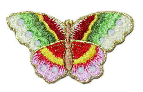 刺繍ワッペン・蝶緑ピンク■wap-h-ch2-s【ワッペン】【刺繍】【かわいい】
