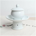 韓国白器 祭事 ご供養用足高皿付き茶器1客3ピース (皿、蓋、茶器)■chaki-32-s【供養】【茶碗】【湯呑】【ご先祖】【仏具】【仏壇】【セット】【プレゼン...