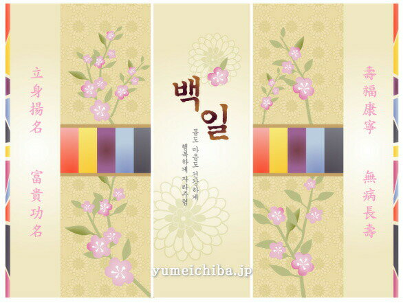 韓国100日のお祝い用屏風の様な背景幕・セットン梅 tolback-4-s【ギフト】【御百日祝】【誕生祝】